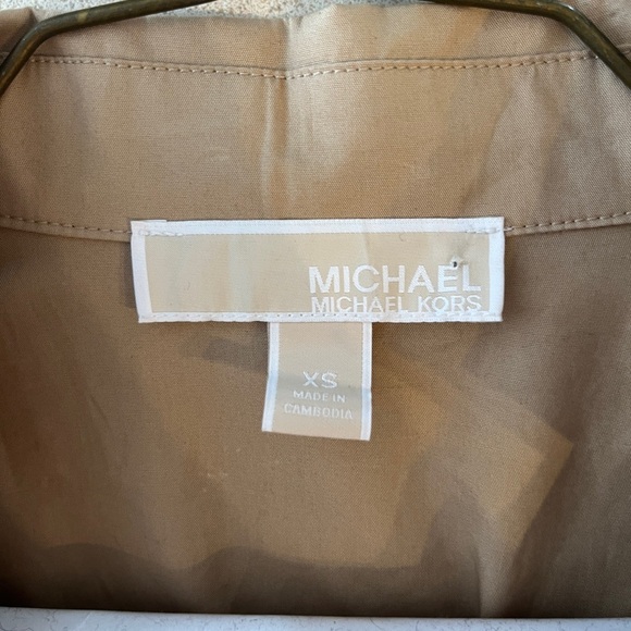 MICHAEL MICHAEL KORS Wrap Balloon-Sleeve Top Khaki Solid Collared Sz XS - Picture 10 of 10